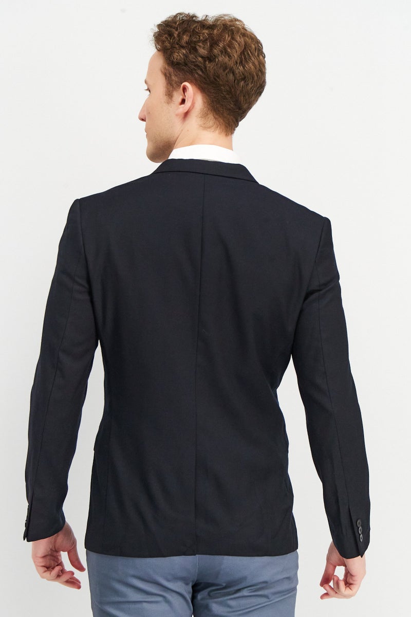 SELECTED Men Modern Fit Solid Formal Blazer, Navy Blue - Image 3
